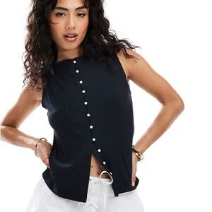 Wide Rib Button-Through Slash Top - Abercrombie & Fitch